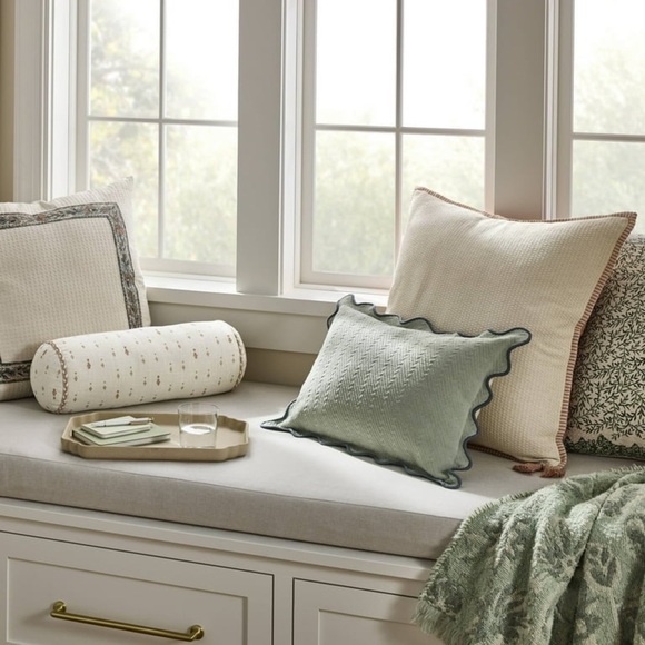 Threshold Bolster Geo Pattern Cream and Peach Pillow - Picture 4 of 5